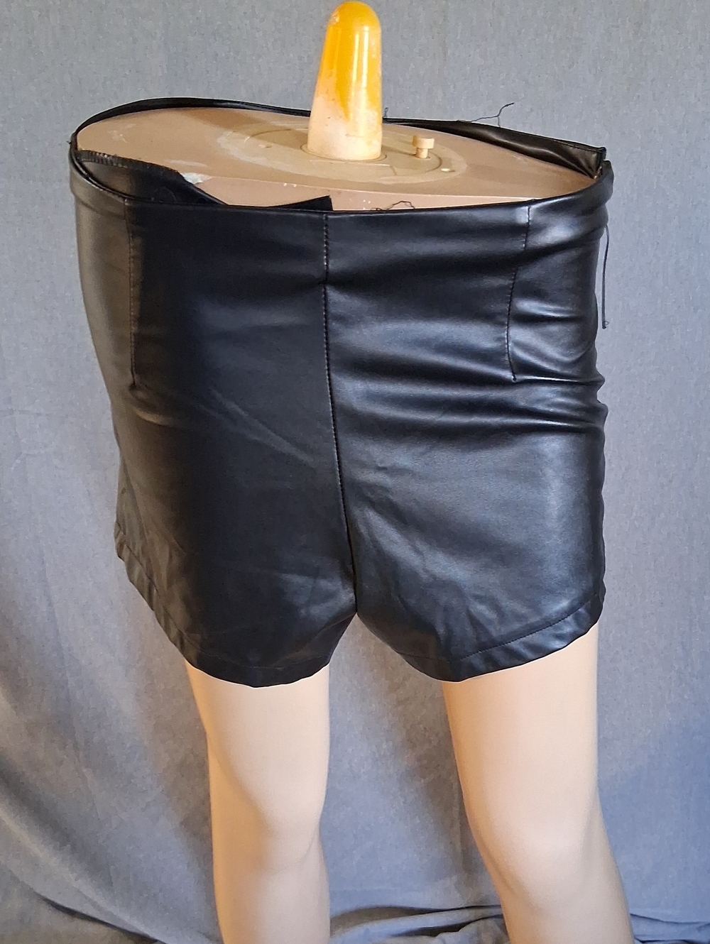 High-Waist Faux Leather Black Shorts